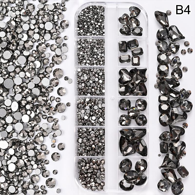 Nail Art 12 Grids Colorful Flatback Gems Diy Manicure Decor 3D Nail Diamond For Makeup, Nails, And Crafts