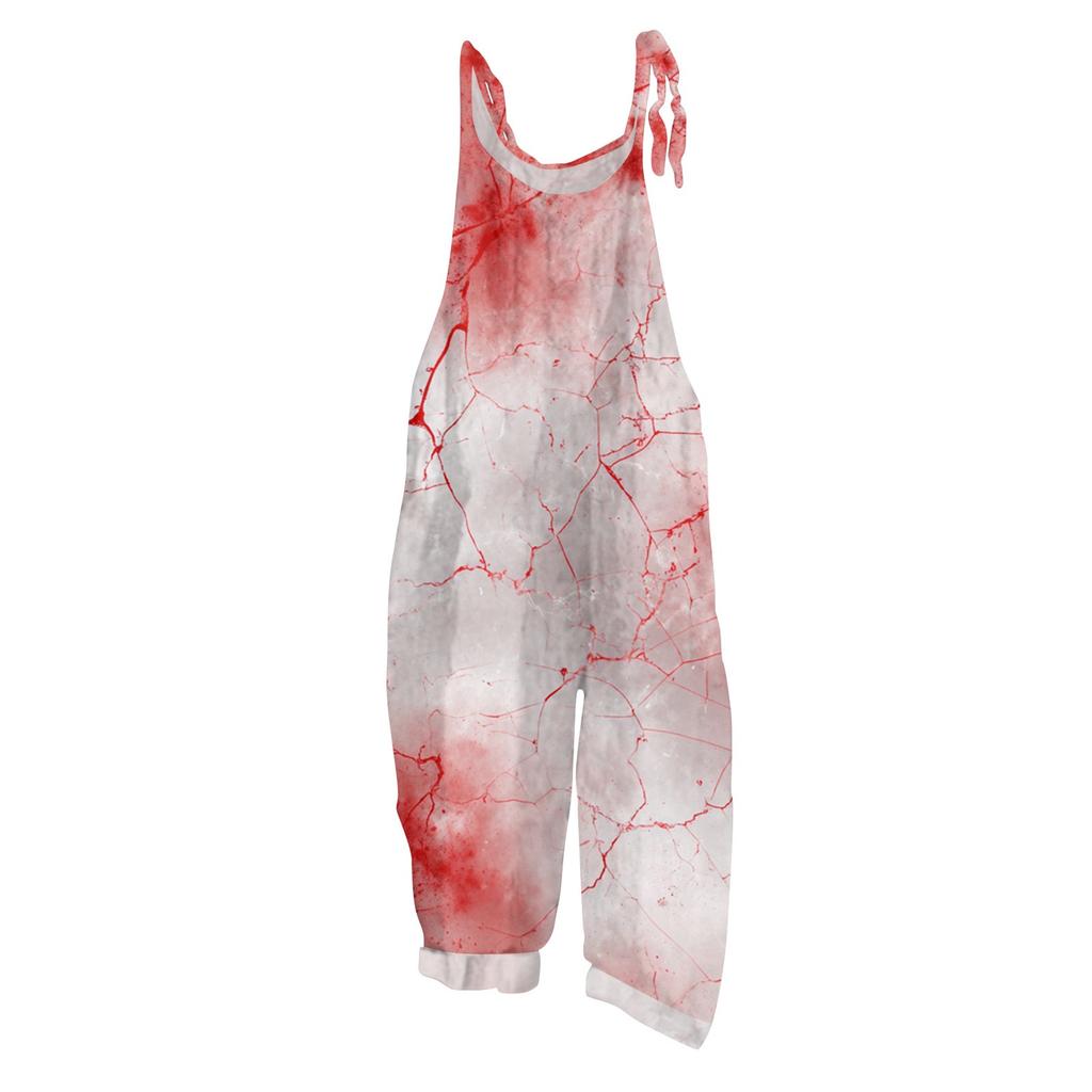 Women's Jumpsuit  Print Casual Loose Vintage Shoulder Strap Cotton Linen