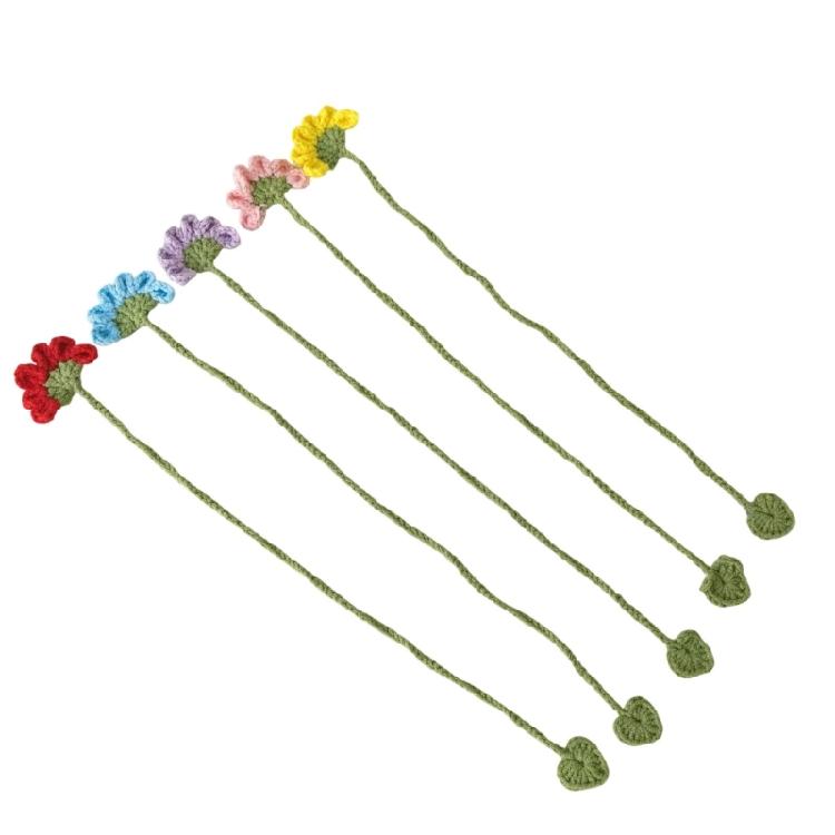 

5Pcs Handmade Crochet Flower Bookmarks Knitted Floral Bookmarks Page Marker for Teacher Student Book Lover Reading Aid 1
