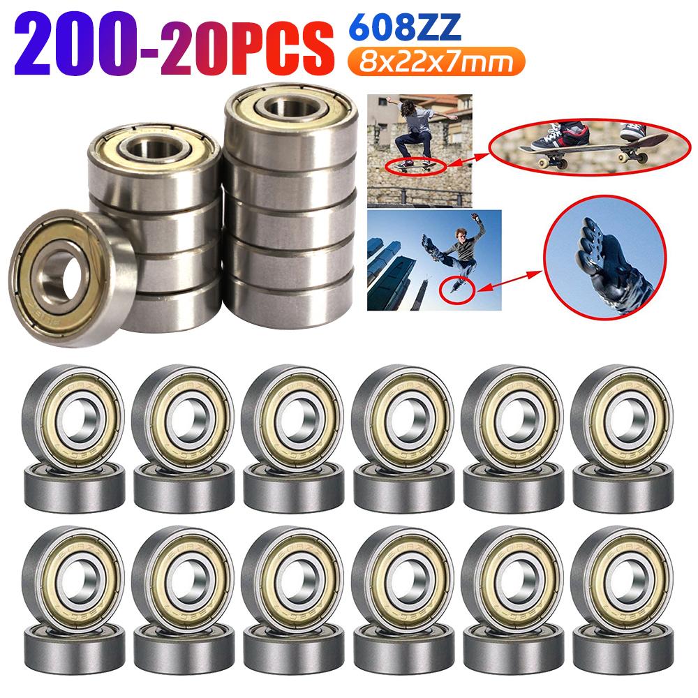20x Single Row 8x22x7 ABEC-7 Miniature Bearings Carbon Steel 608ZZ Ball Bearings for Elevators Rolling Mills Boating Waves