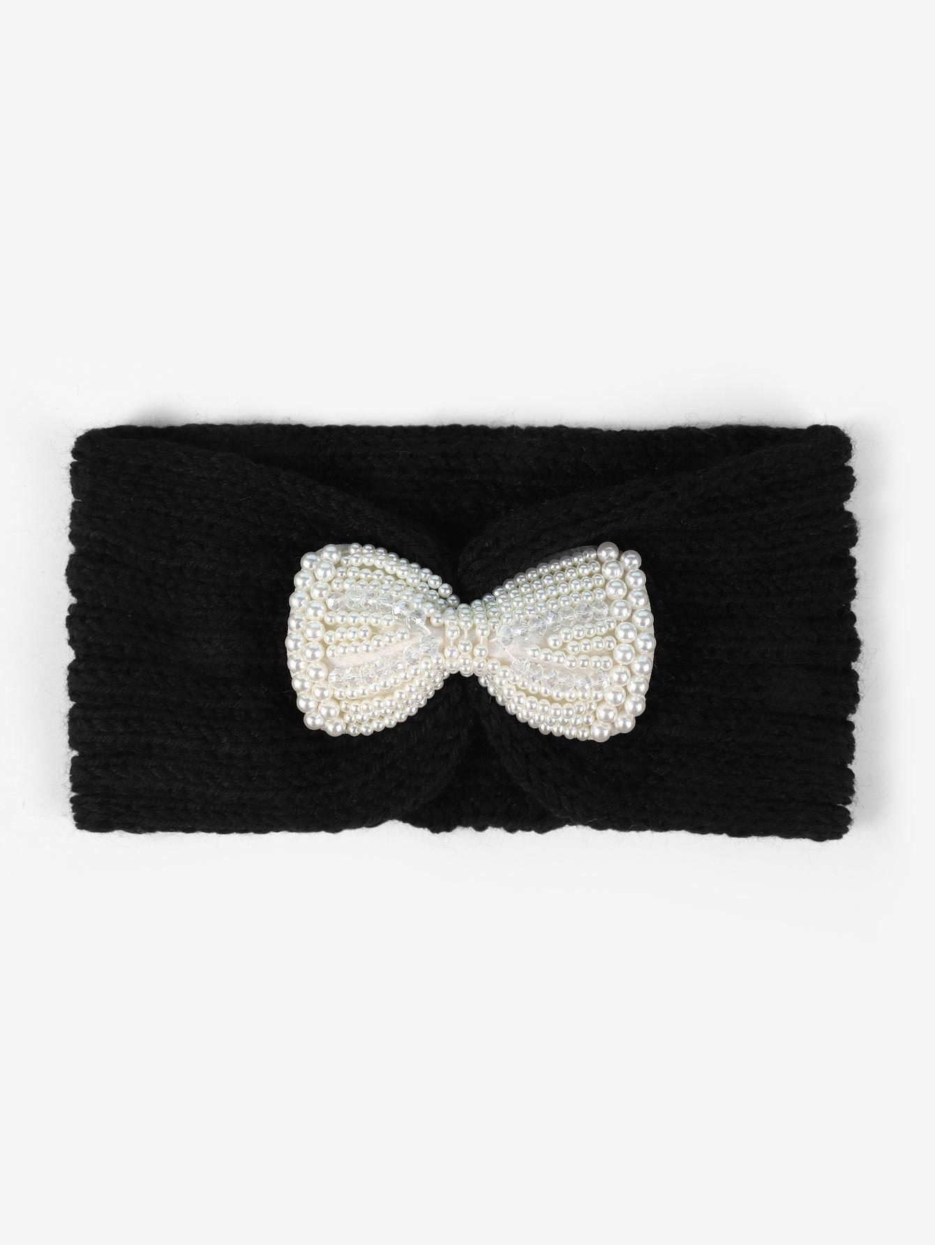 

Winter Headgear Beads Bow Women Can Not Be Less A Versatile чёрный