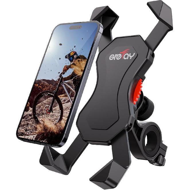 

Bike Phone Holder, Motorcycle Phone Holder with Handlebar Clamp for Bicycle, Suitable with iPhone 16 15 14 Pro Max Plus/13 12 11 Pro Max Mini, XS XR 360 Rotatable