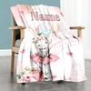 Bunny Customize Your Name Blanket Cozy Customizable Blanket Ultra-Soft Throw For Living Room Picnics Bedding Office Four Seasons Multipurpose