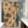 Bear And Cabin Theme Shower Curtain 12 Hooks Suitable For Room Home Hotel Machine Washable Window Curtains Bathroom One Piece