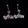 Bitch Letters Rhinestone Crystal Belly Button Navel Ring Barbell Surgical Steel