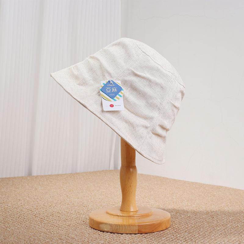 Summer Fisherman Hat New Pleated Cotton and Linen Women's Sweet Sunshade Bucket Hat Showing Face Small Face Covering Sun Hat