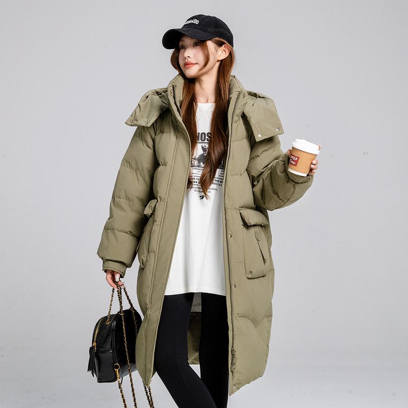 New Ladies Long Cotton-padded Jacket Plus Size Temperament Bread Clothing Loose Hooded Cotton Coat In Autumn and Winter.