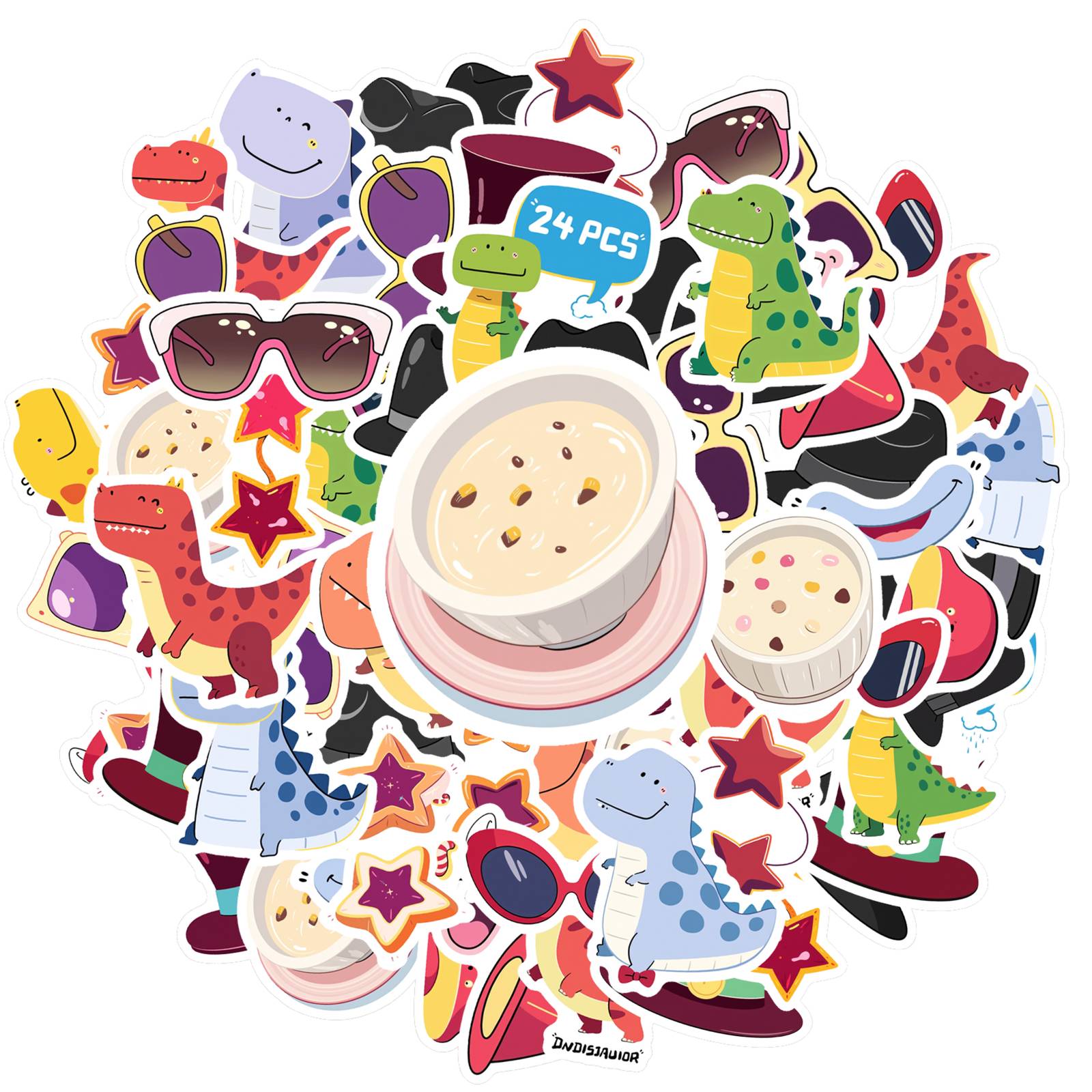 

35pcs Playful Stars Stickers Cute Dinosaurs Stationery Stickers Stickers For DIY Phone Laptop Scrapbook Bike Notebook