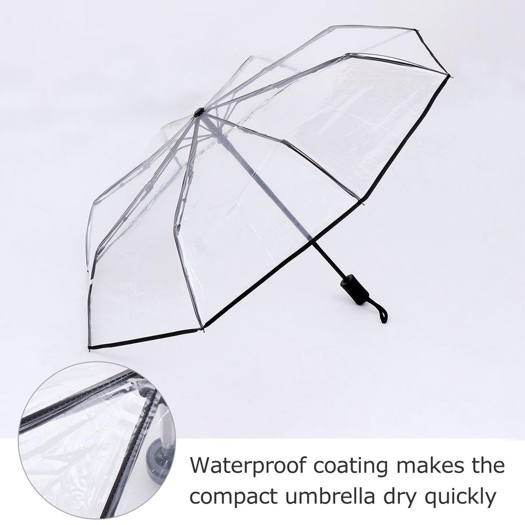 Handle Fully Automatic Three-fold Transparent Umbrella Travel Men Women Folding Mini Material: Rubber Small Rainy Day