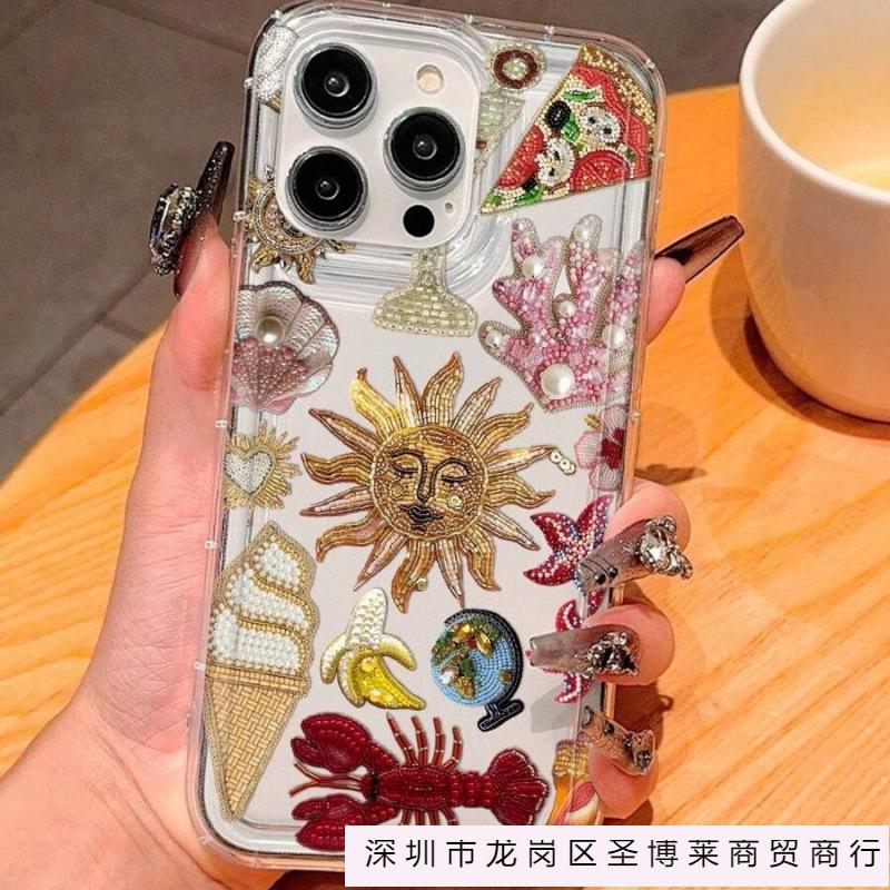 Sun Coral Lobster is suitable for Apple 16promax mobile phone case 15plus transparent 14 across 13 Europe, America and 12 airbags.