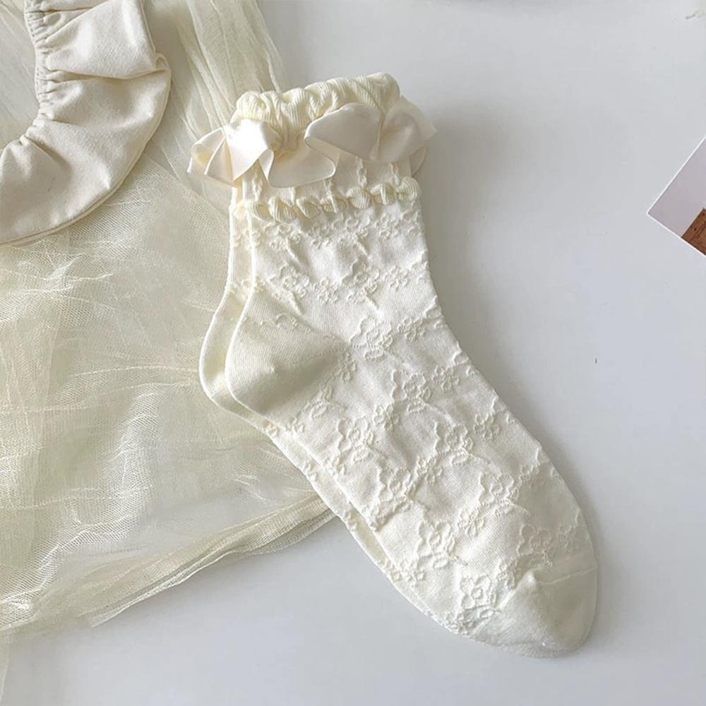 Cotton Mid-Calf Socks White Lace Princess Socks Sweet Lolita Socks  for Women