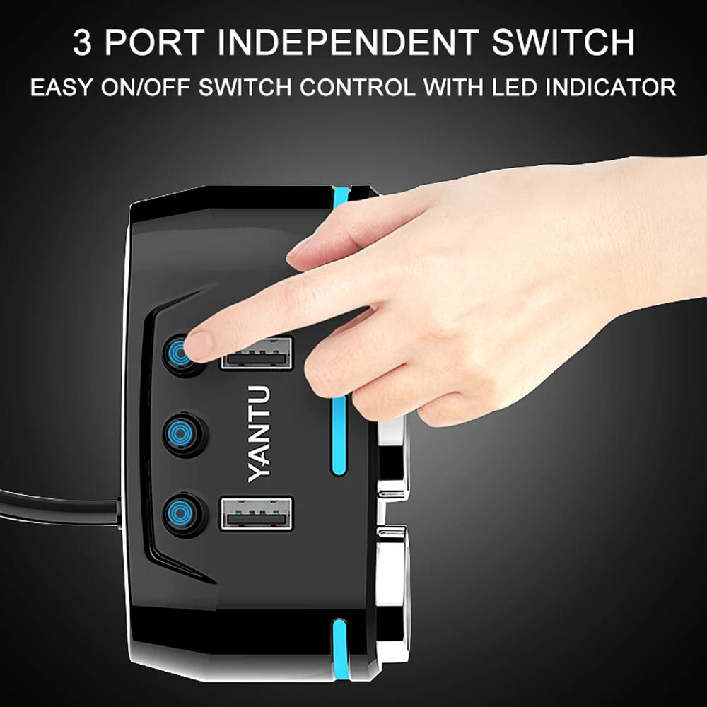 Car Socket Dual USB Port 3 Way Splitter Charger Plug Adapter DC 5V 1A+2.1A Car Accessories