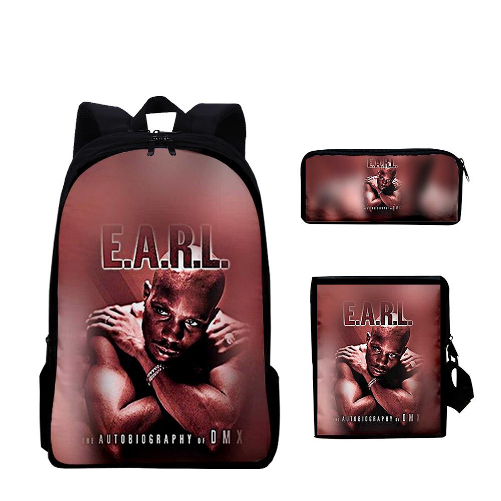 Klassiek Populair Earl Simmons DMX 3D Print 3 stuks/Set leerling Schooltassen Laptop Dagrugzak Rugzak Schuin gedragen schoudertas Etui
