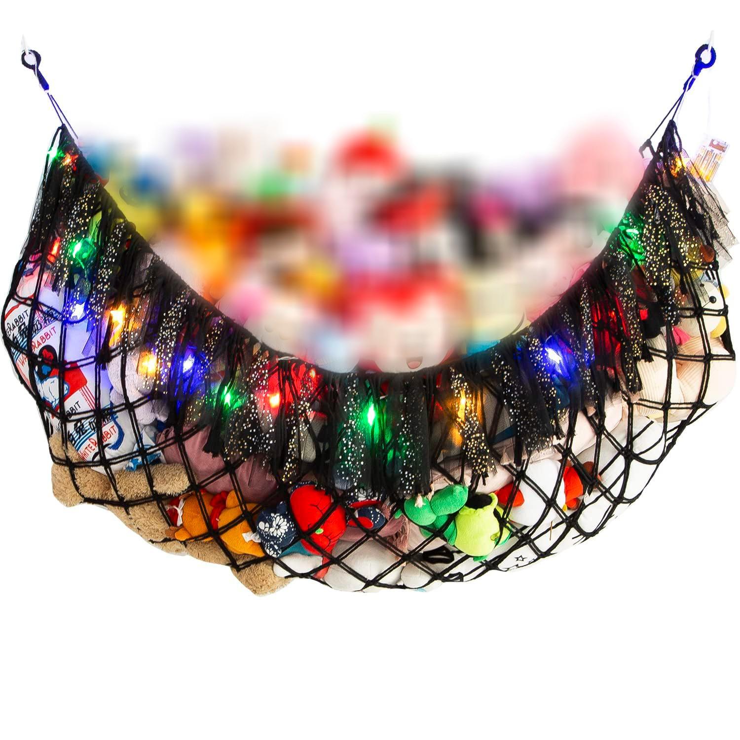 

Сетчатая сумка для хранения плюшевых игрушек, гамак, сетчатый органайзер для полотенец, детский держатель для хранения мягких игрушек со светодиодной подсветкой