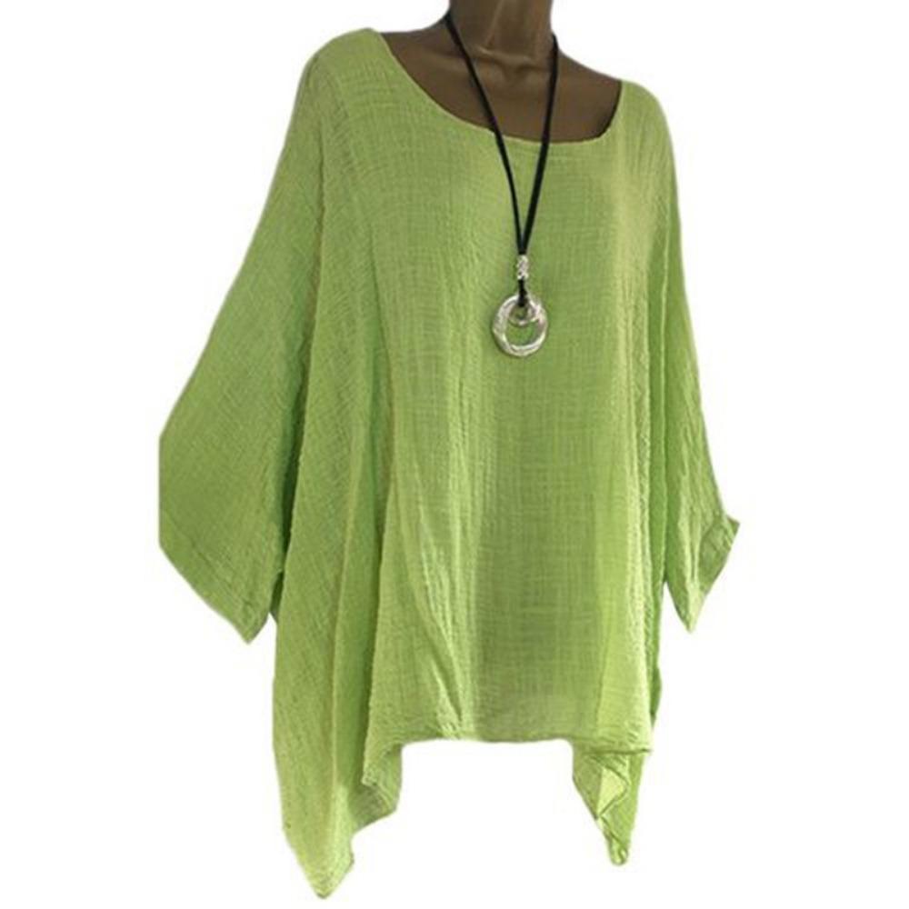 GMXIA Women's Fashion Casual Leisure Solid Color Print O Neck Blouses & Shirts