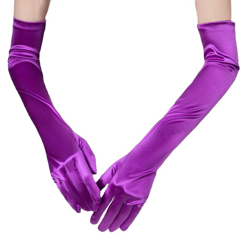 55cm Long Section Satin High Elasticity Solid Halloween Sexy Pole Dance Evening Dress Etiquette Accessories Drive Cosplay Gloves