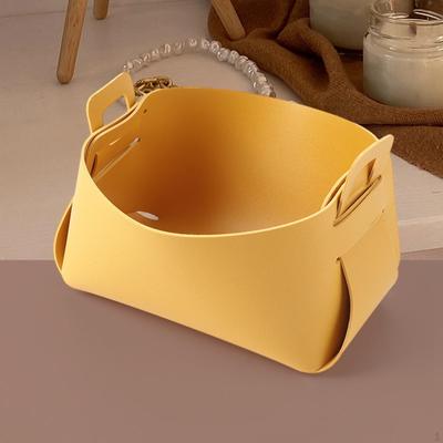 Desktop Storage Basket Cosmetic Organizer Leather Box for Desk Valet Tray Bedroom
