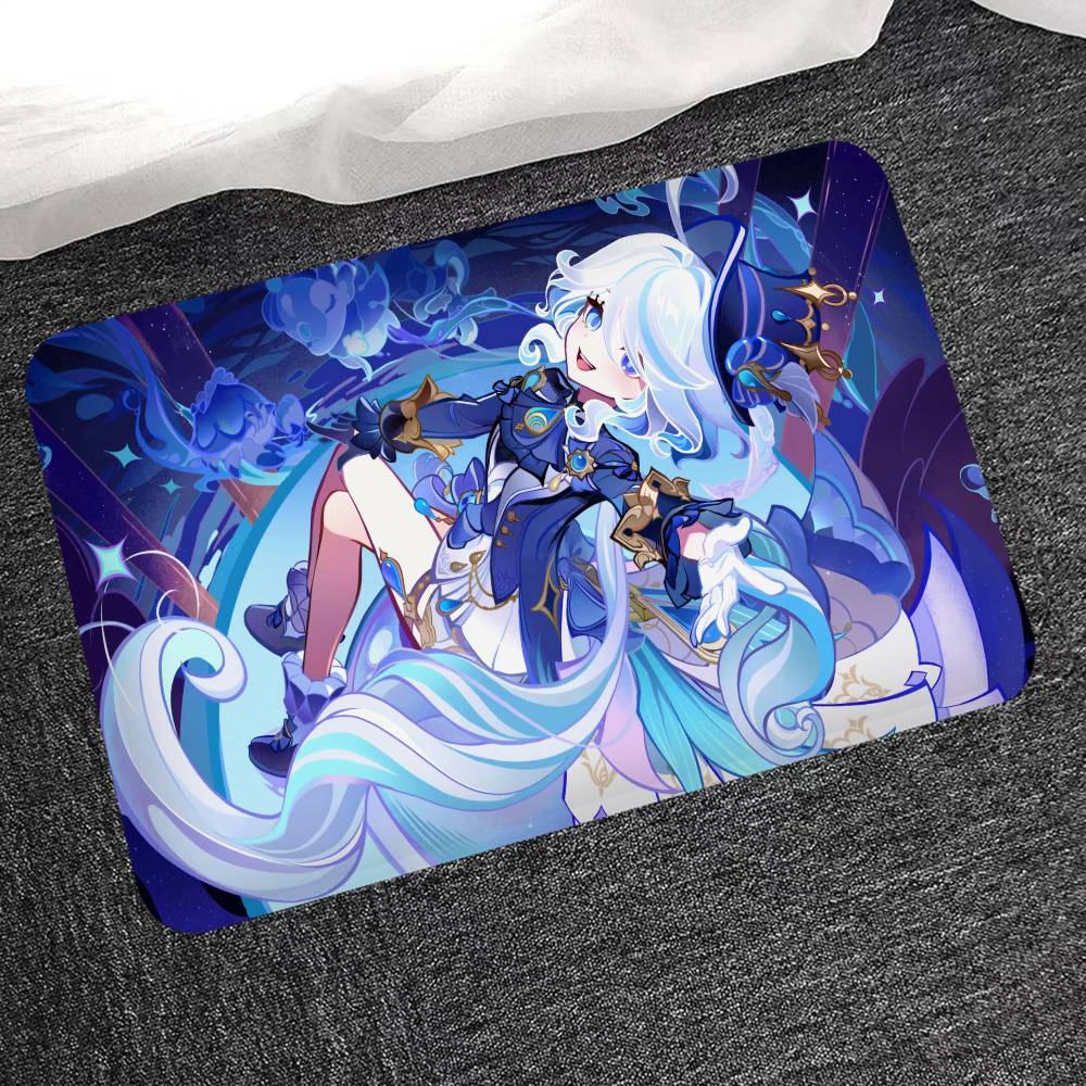 HD New Pretty Genshin Impact Furina Anime Entrance Door Mat Nordic Style Home Doormat Bathroom-Toilet Mats Bedroom Decor Mat
