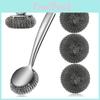 Stainless Steel Wire Scrubber With Handle For Kitchenware And Metal Dishes Deep Cleaning