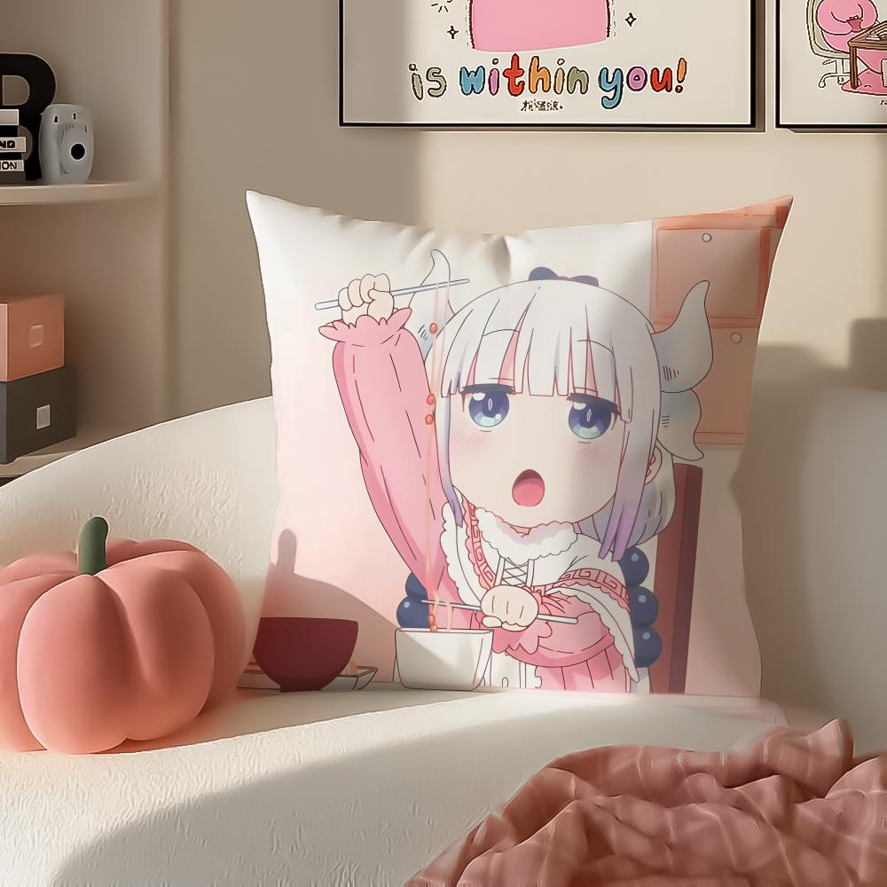 Miss Kobayashis Dragon MaidB Anime Cushion Cover Pillowcase Short Plush Invisible zipper Room Sofa Cushion Cover