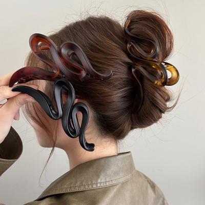 Damen Haarnadel Matt Welle Haarspange Einfarbig Acryl Haarspangen für Mädchen Groß Pferdeschwanz Clip Haarschmuck