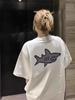 Women's Summer Shark Print Loose Fit Pure Cotton Half Sleeve T-shirt