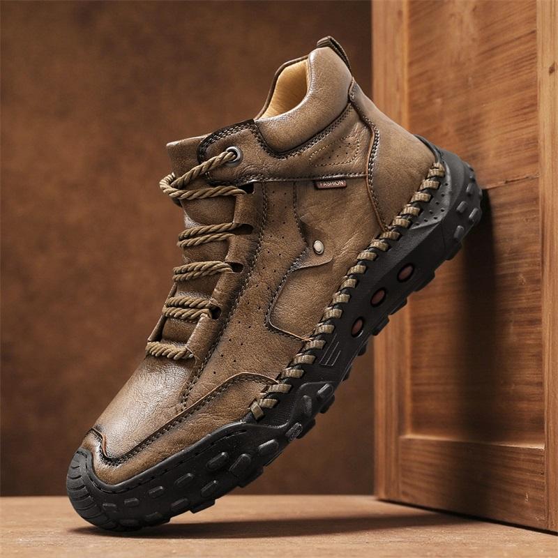 Spring/ Autumn Men's High-top Casual Shoes Handmade Leather Shoes Cowboy Boots for Men