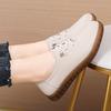 Fashion Women Ladeis Mother Female Genuine Leather Flats Loafers White Shoes Soft Non Slip Vulcanized Shoes Size 35-42 Soft Soled Flats