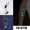 Waterproof Blue Luminous Tattoo Stickers: Snake & Butterfly Designs for Festivals