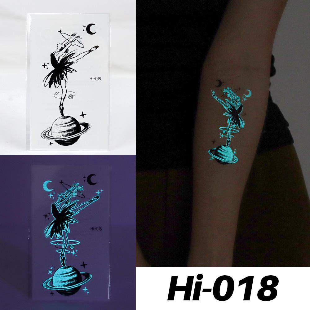 Waterproof Blue Luminous Tattoo Stickers: Snake & Butterfly Designs for Festivals