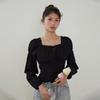 EGOIST Square Neck Ruffle Long Sleeve Blouse  Es2obl02 