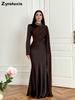 Quality Slim Fit Long Sleeve Elegant Light Luxury Evening Dress