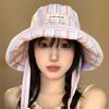 Contrasting Color Wide-edged Sun Hat Lace-up Wide Brim Fisherman Hat  Summer