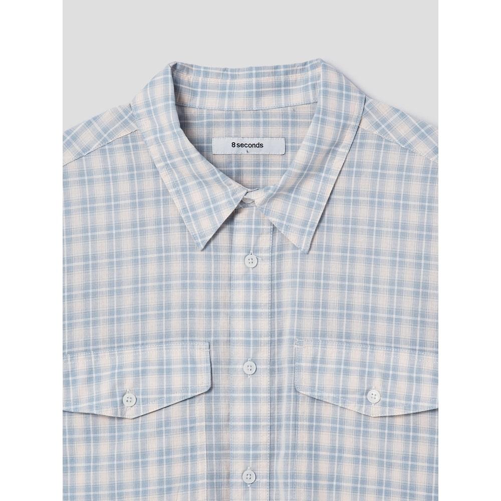 8seconds Project(Ww6) Soft Check Shirt Sky Blue (454864Hqbq)