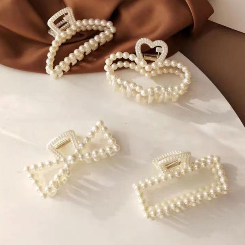Retro Gradient Beaded Hair Claw Women's Geometric Plastic Hairpin Clip Fashion Everything Hair Clip Hair Accessories