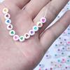 100Pcs 7mm Acrylic Flat Round Beads Colorful Heart Pattern Loose Spacer Beads For DIY Bracelets Earrings Making Supplies