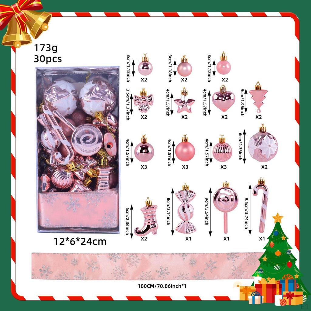 30 Pieces Christmas Ball Ornaments Set Baubles Party Favors Tree Shatterproof DIY Xmas Balls