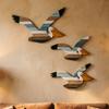 3 Pcs Pelican Wall Art Wooden Flying Bird Wall Hanging Decor Nautical Rustic Beach Wall Sculpture for Living Room Bedroom