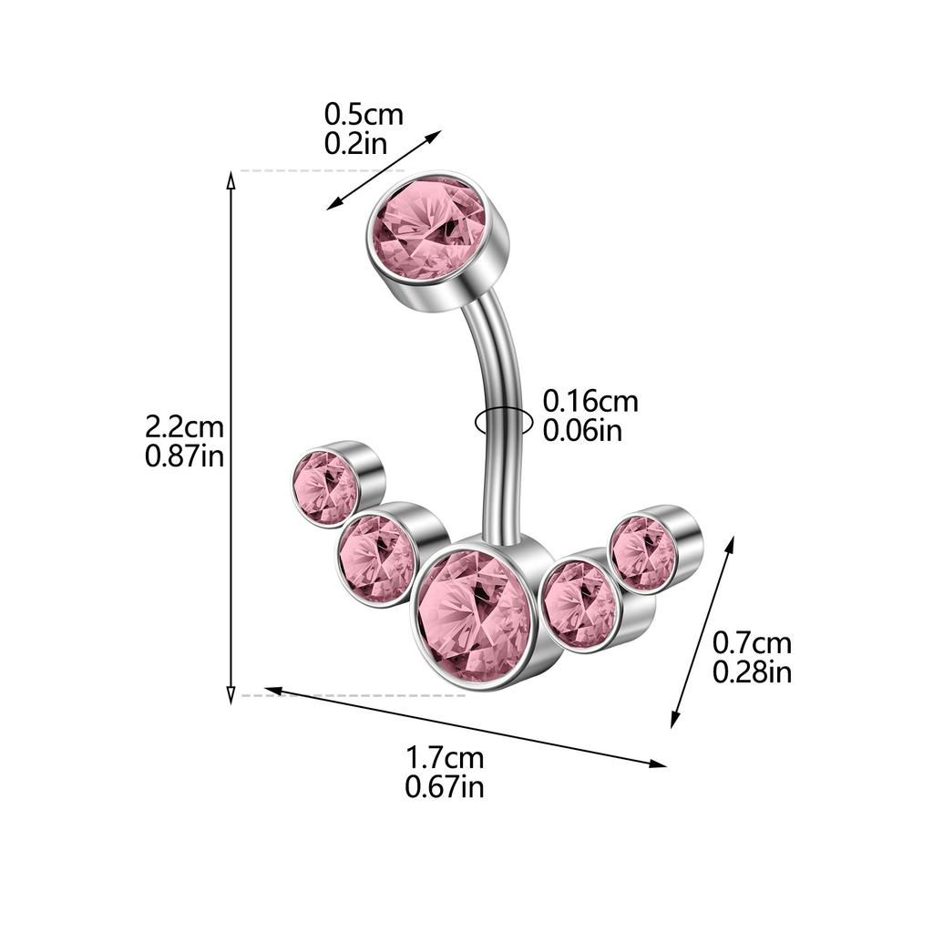 Stainless Steel Zircon Navel Ring Navel Nail Inner Tooth Curved Rod Puncture Navel Jewelry