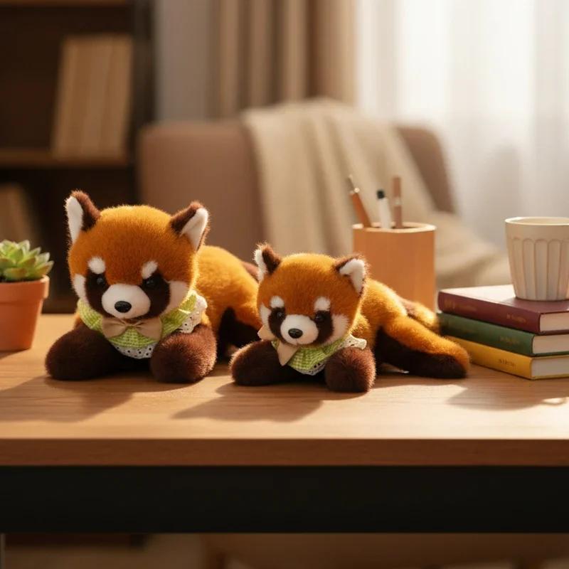 36/43cm Bauchlage Roter Panda Plüschtier Stofftier Realistisches Rotes Panda-Puppe Kinderspielzeug Weihnachts-Geburtstagsgeschenke für Jungen und Mädchen