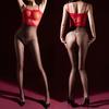 Lace Strapless Camisole Glossy Stockings One-Piece Transparent Sexy Black Stockings Erotic Temptation Open-Crotch Bodysuit For W