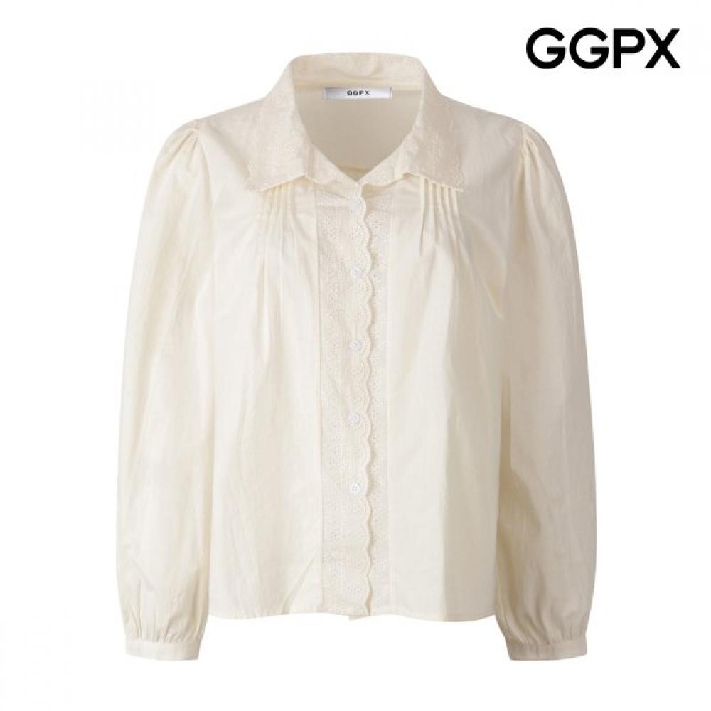 Ggpx Lace Pintuck Collar Blouse  Gq3sh022f creamy/F