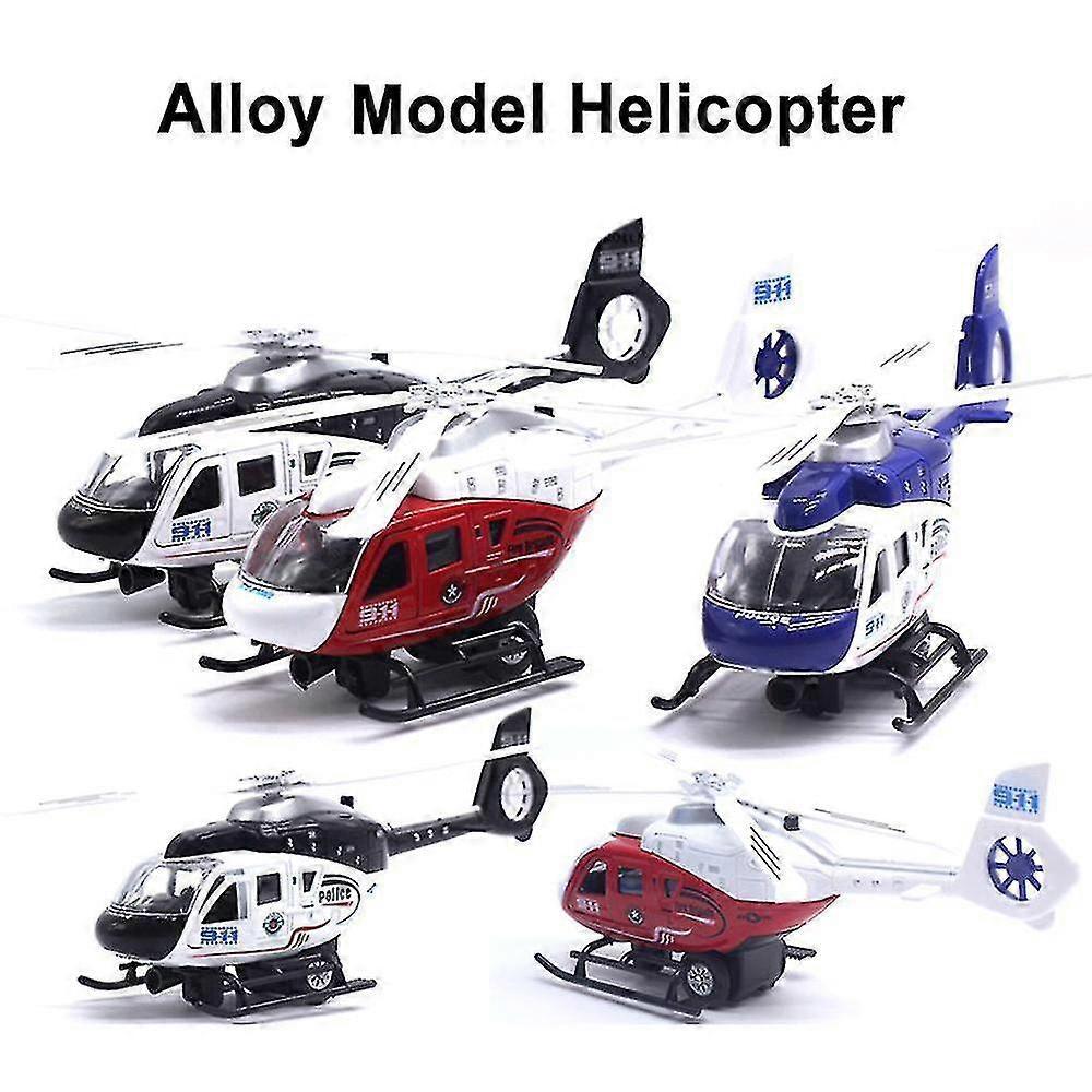 Pull-Back Police Helicopter Toy with LED Lights and Music for Kids