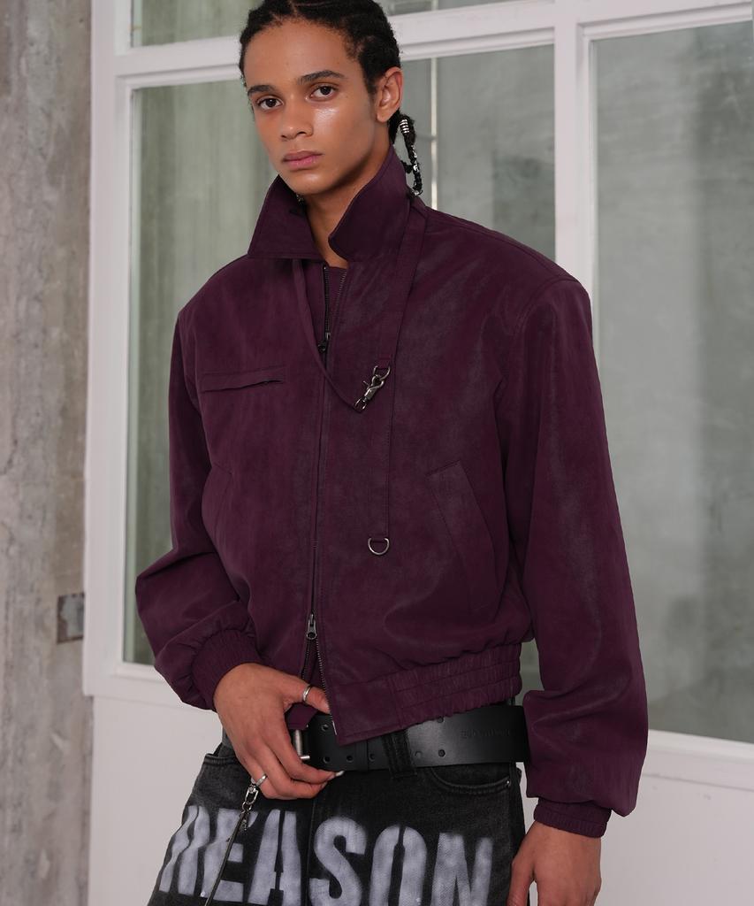 Esc Studio Neck Chain Bomber Jacket (Purple)