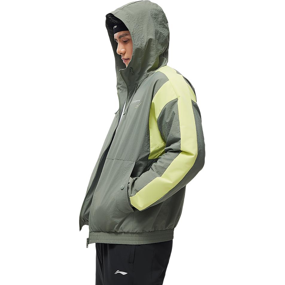 Li-Ning Fitness Series Logo Print Hooded Windbreaker Jacket Men Jacket Screw-Green AFDU061-7