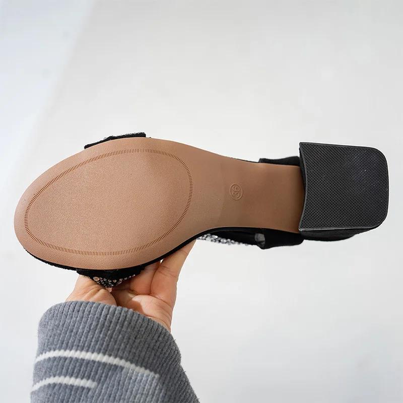 Fashion Luxury Design Rhinestone Cross Strap Sandals Women Thick High Heels Back Strap Gladiator Shoes Woman Party Black Sandalias Mujer