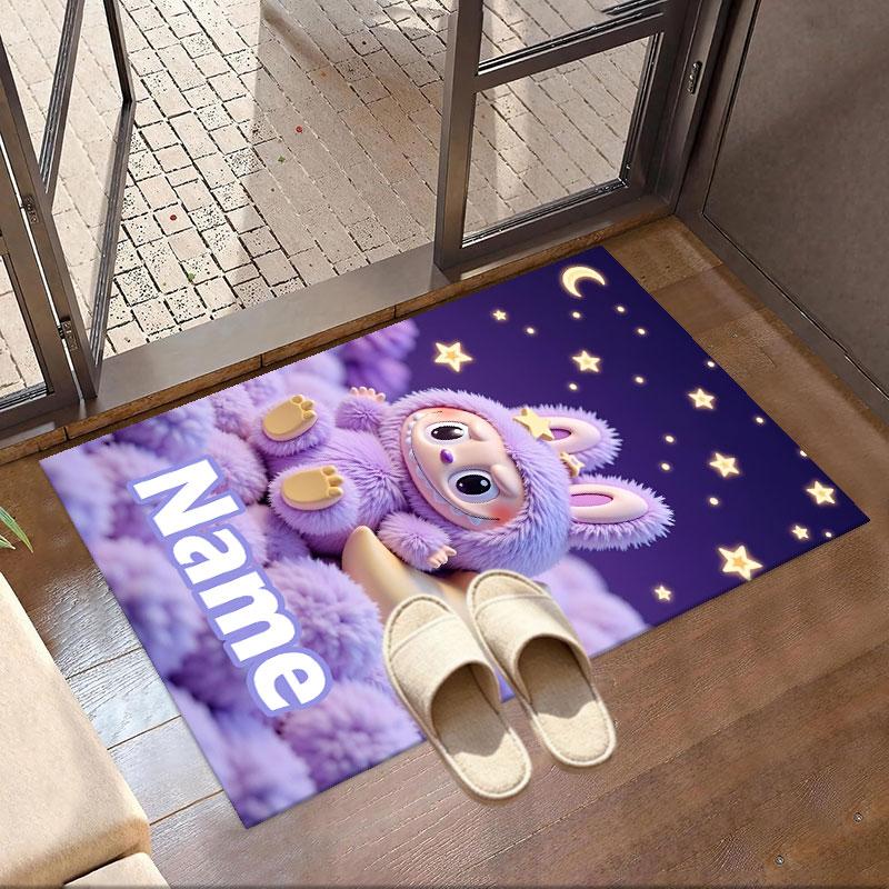 Custom Name Personalized Labubu Print Carpet, Versatile Home Decor Rug, for Playroom, Apartment, Balcony, Entryway, Hallway Gift