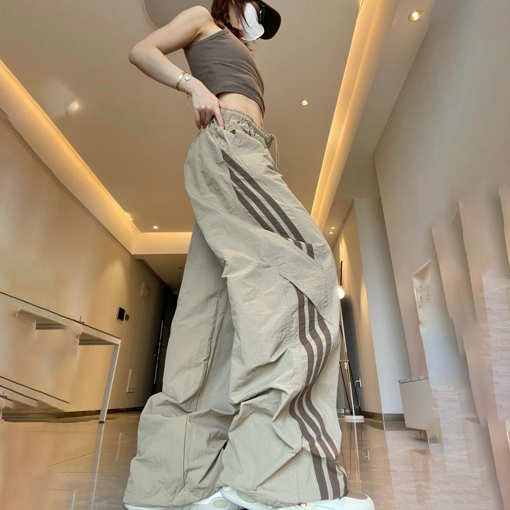 Unisex Summer Thin Loose Wide-Leg Utility Pants - Vibe American Retro Black Hiphop Trousers for Men & Women