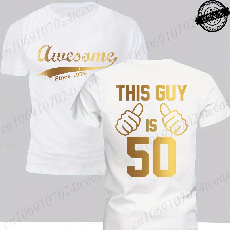 Awesame Since 1976 Print T-Shirts, Men's This Guy Is 40 Graphic Design T-shirt, Casual Summer Tees for Men's Daily Tee Clothing