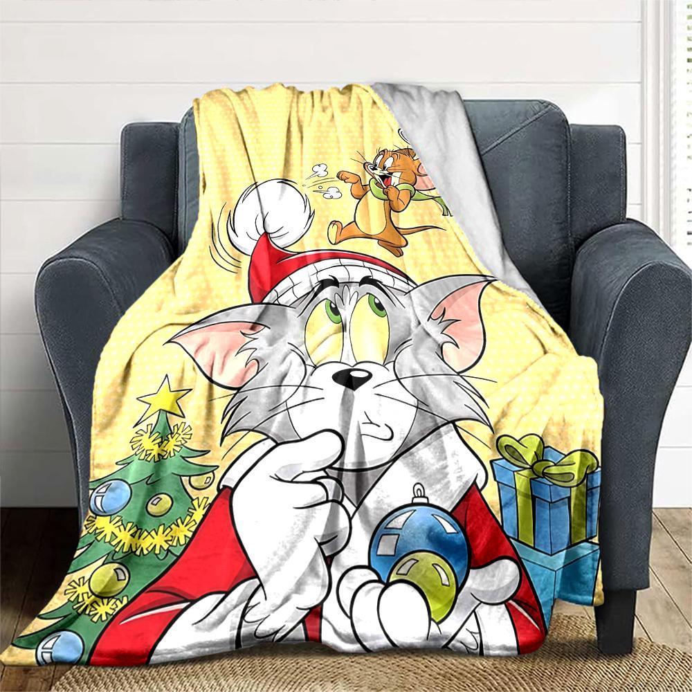 1pc Tom and Jerry Flannel Blanket Soft Warm Throw for Home, Office, Travel, All-Season Cozy Bedding Gift L1388